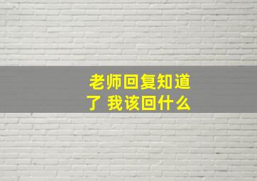 老师回复知道了 我该回什么